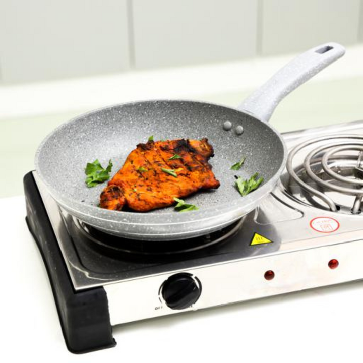 Granite Coated Smart Frypan with Lid - Grey 22CM