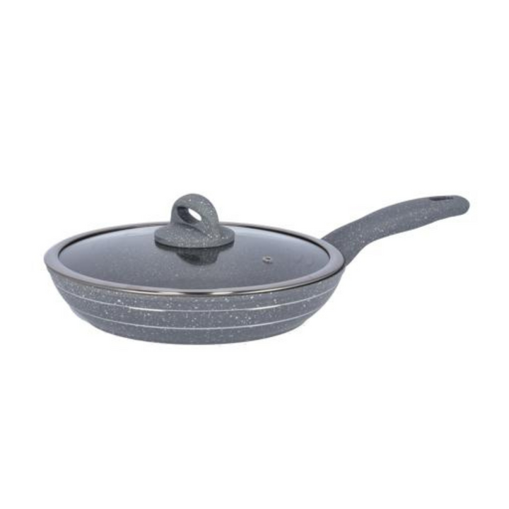 Granite Coated Smart Frypan with Lid - Grey 22CM