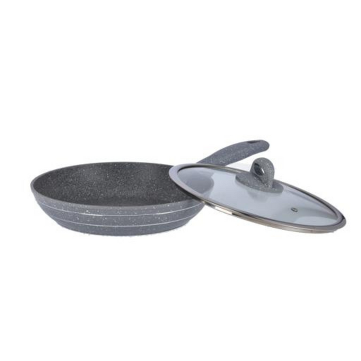 Granite Coated Smart Frypan with Lid - Grey 22CM