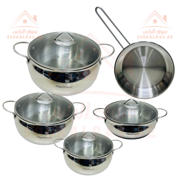 HausRoland 9-Piece Stainless Steel 18/10 Premium Quality Cookware Set Made with German Technology | Durable & Elegant Design