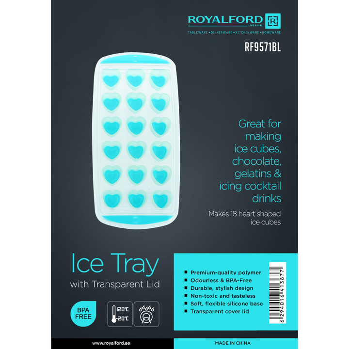 Ice Tray With Lid - 18 Cubes Ice Blue Tray