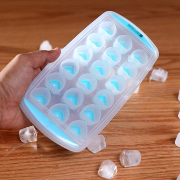 Ice Tray With Lid - 18 Cubes Ice Blue Tray