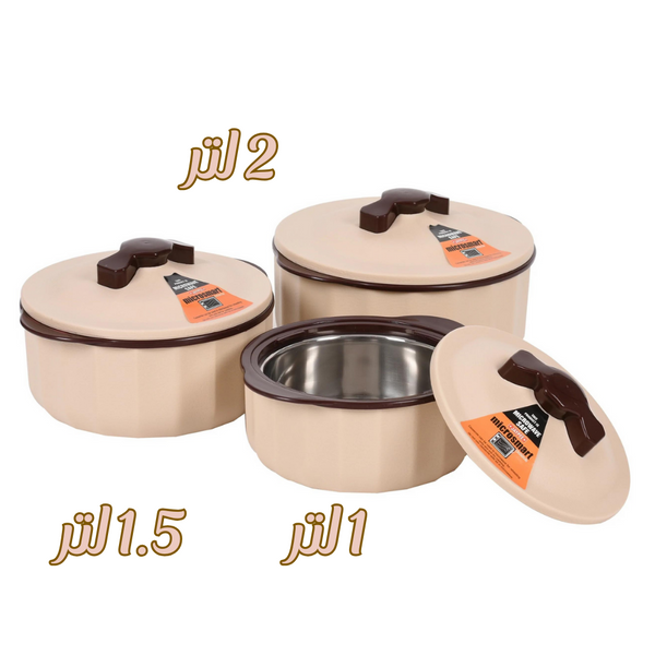 JAYPEE Micro Smart Microwave Safe Insulated Hot Pot Food Warmer Set of 3 (1L -1.5L -2L)