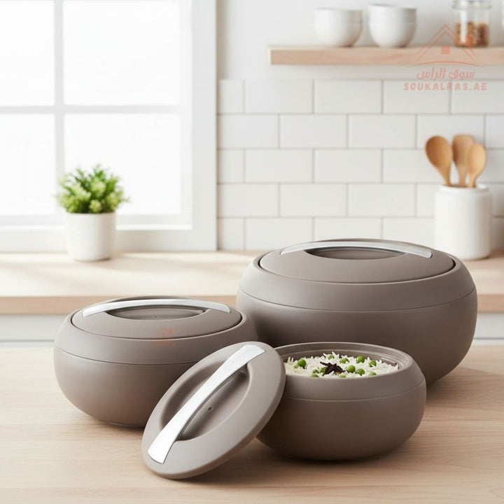 Jaypee Gourmet Mega Thermal Insulated Casserole Hot Pot Food Warmer set of 3 (2-3-5)Litres in Brown