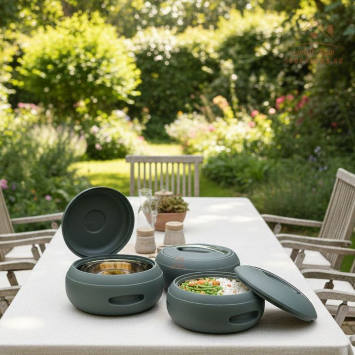 Jaypee Gourmet Mega Thermal Insulated Casserole Hot Pot Food Warmer set of 3 (2-3-5)Litres in Brown