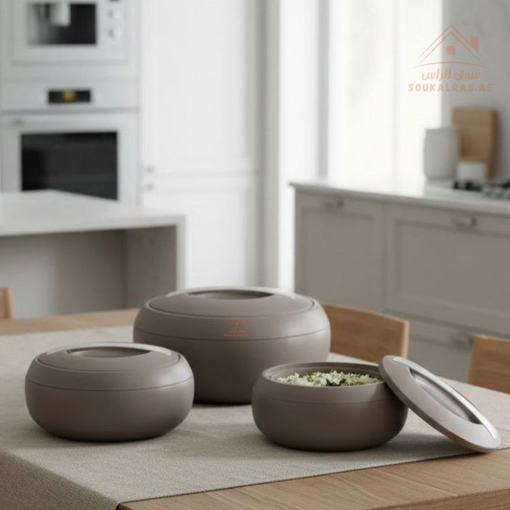 Jaypee Gourmet Mega Thermal Insulated Casserole Hot Pot Food Warmer set of 3 (2-3-5)Litres in Brown