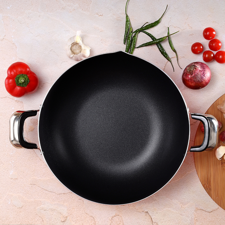 Kadai Wok Pan - Induction Safe Non-Stick Granite Coating 26Cm