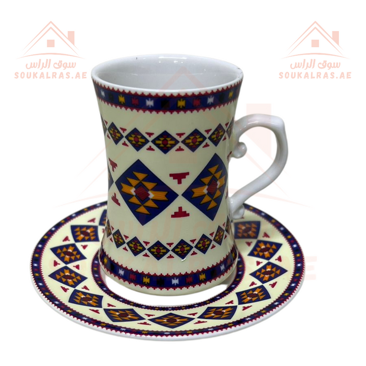 طقم قهوة ليجند بنقشة عربية - 18 قطعة | بورسلين عالي الجودة | أنيق ورائع