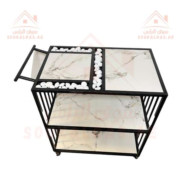 Luxury Hotel Drinks Refreshment Trolley | 50/80 cm Ceramic Top Dessert & Fruit Table | Perfect for Home Dining