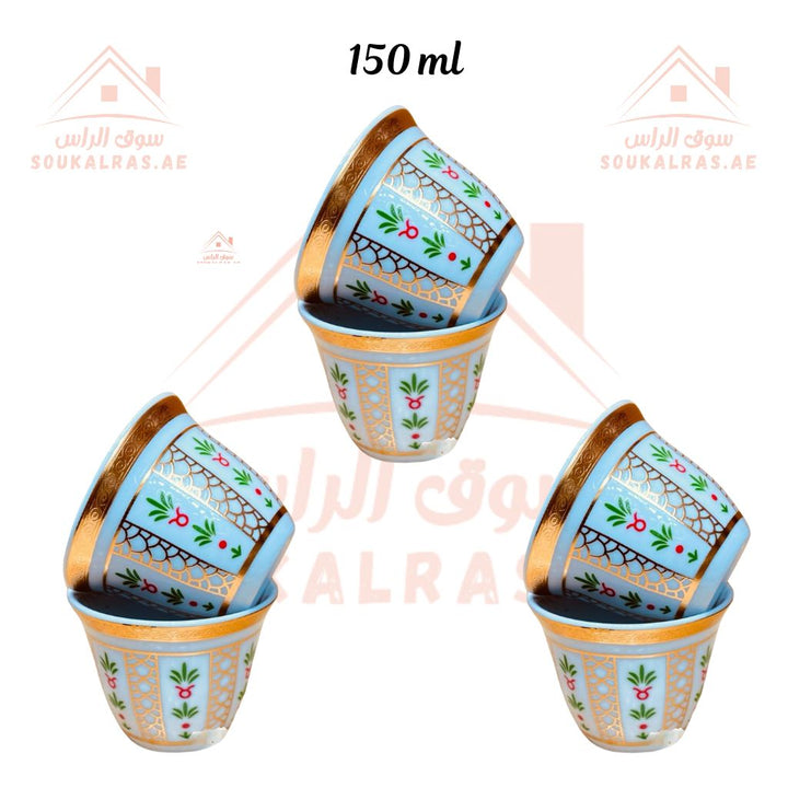 Luxury Arabic Coffee Cups Set of 12 |Traditional Gold & Floral Design | Premium Gahwa Cups for Serving Arabic Coffee | Elegant Gift Packaging . - Souk Al Ras
