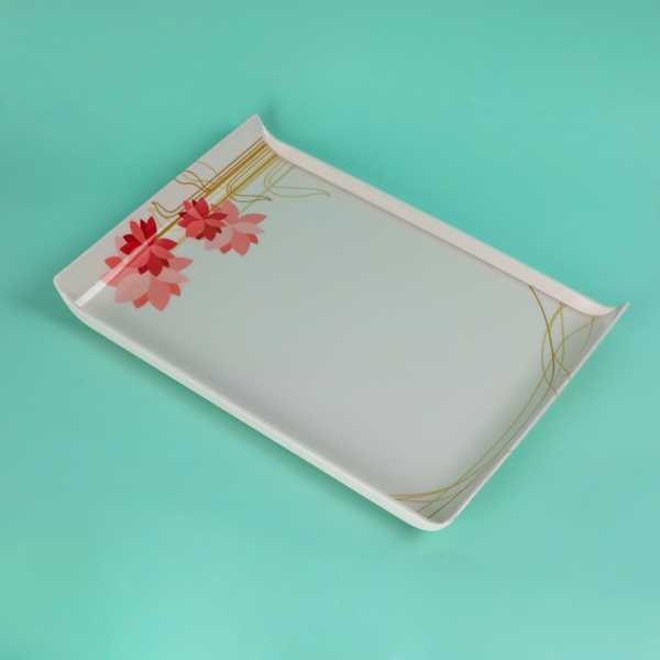 Melamine Boat Serving Tray With Wide Handles - Lightweight Tough Material 38.1X26.7X2.0 Cm