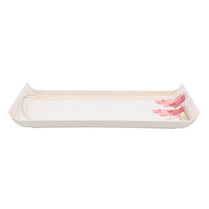 Melamine Boat Serving Tray With Wide Handles - Lightweight Tough Material 38.1X26.7X2.0 Cm