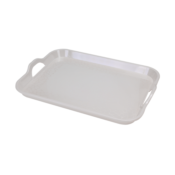 Melamine White Pearl Handle Tray 15 Inch