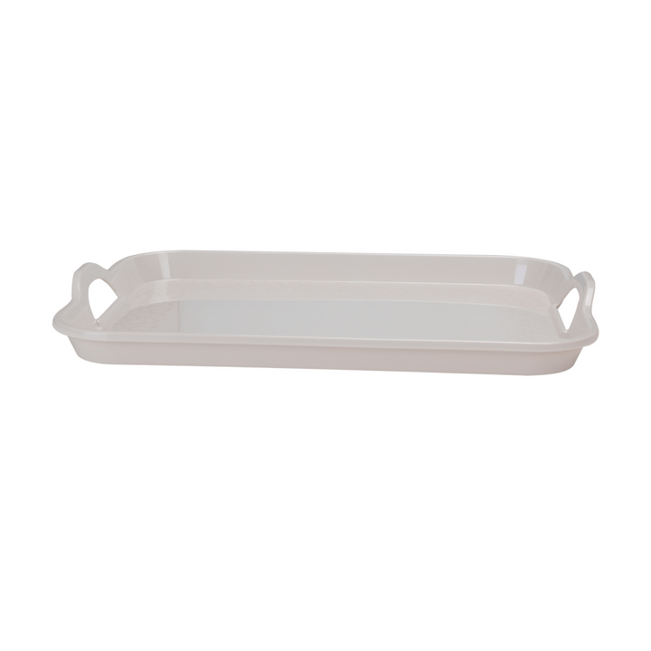 Melamine White Pearl Handle Tray 15 Inch