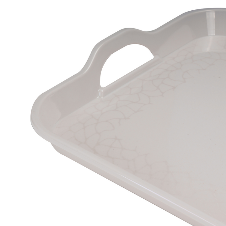 Melamine White Pearl Handle Tray 15 Inch