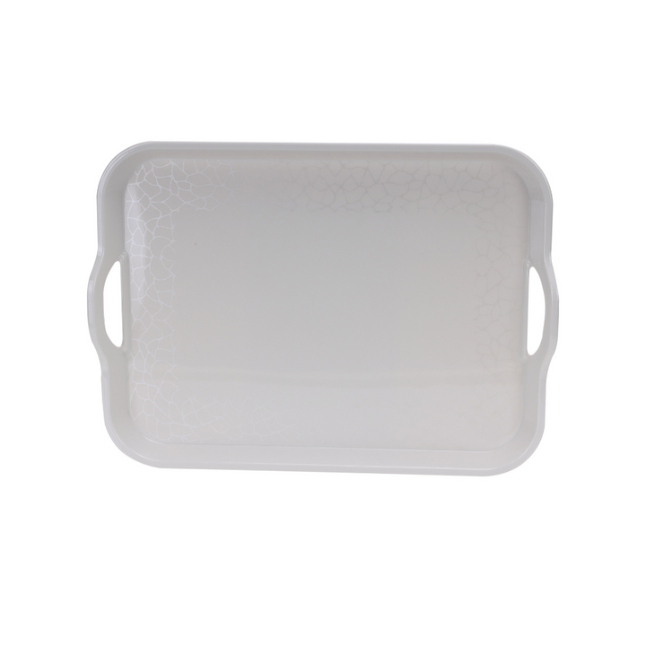 Melamine White Pearl Handle Tray 15 Inch