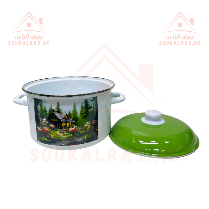 Enamel Cookware Set UAE Rustic Kitchen Cookware Durable Pots and Lids Mountain Design Cookware Buy Cookware Set Online UAE