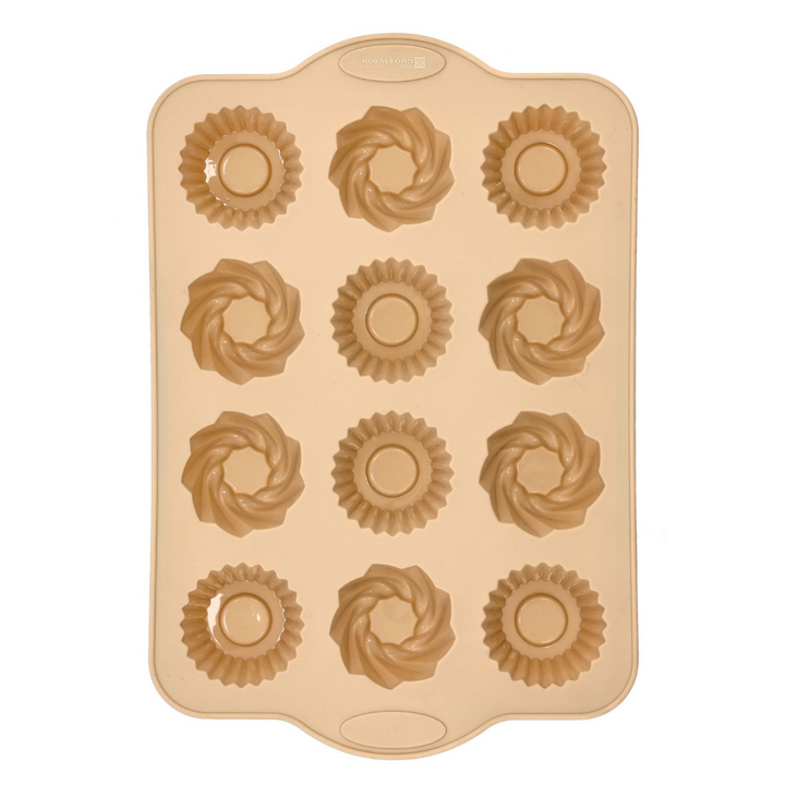 Muffin Pan 12 Cup Beige - Silicone Cupcake Tray, Baking Pan 34x22cm