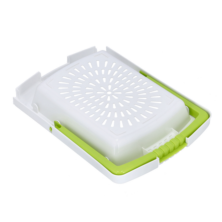 Multi-Functional Chopping Board with Container - PP Material - Storage Tray & WashingDraining Basket - Adjustable Length