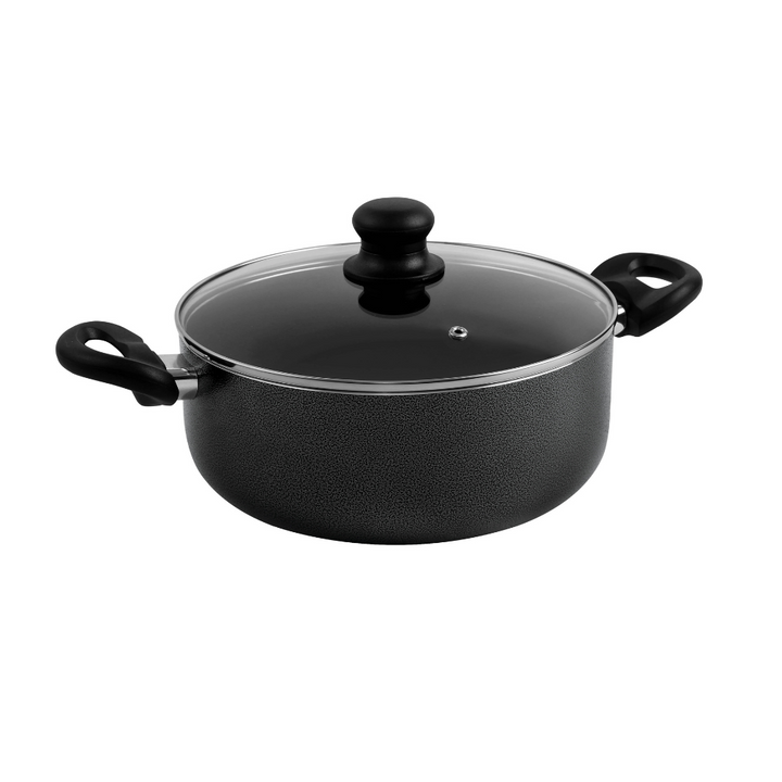 Non-Stick Aluminium Cookware Set - Scratch Resistant, Tempered Glass Lids - Bakelite Knobs and CD Bottom 8Pcs