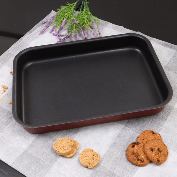 Non-Stick Aluminium Baking Tray - Large Roaster Pan - Non-Stick Coating 2L