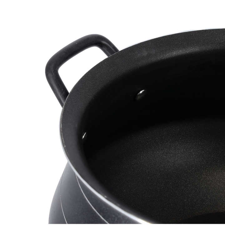 Non-Stick Round Aluminium Handi Casserole with Lid Black 33.5cm