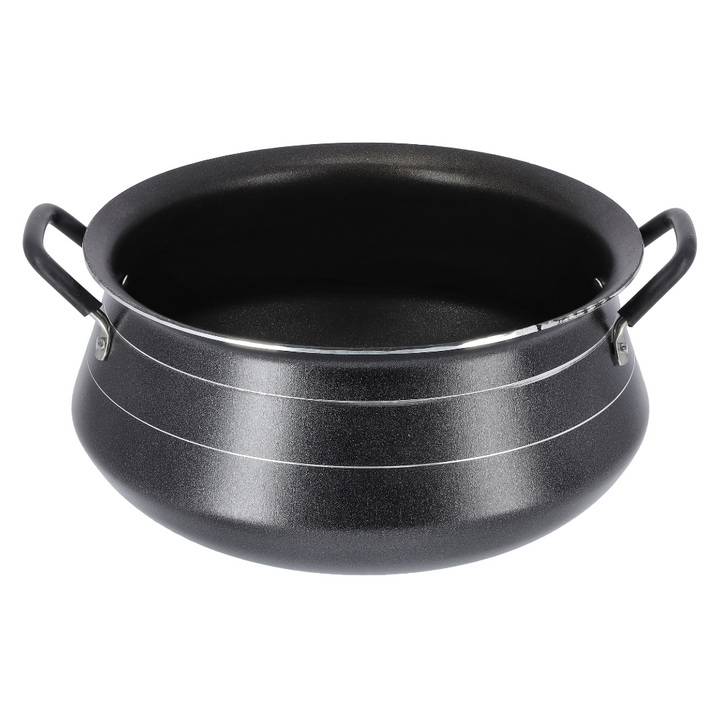 Non-Stick Round Aluminium Handi Casserole with Lid Black 33.5cm