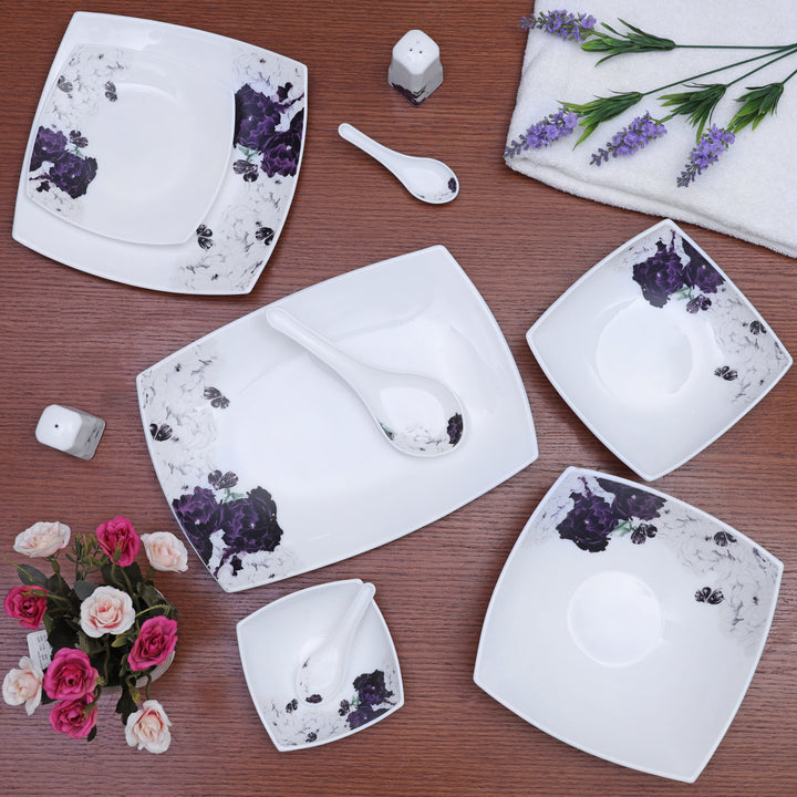 Opal Ware Dinner Set - Floral Design Plates, Bowls 27Pcs