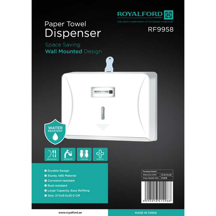 Paper Towel Dispenser - Wall-Mounted, Portable Bathroom Hand Towel Dispenser - Large Capacity, Lock Design