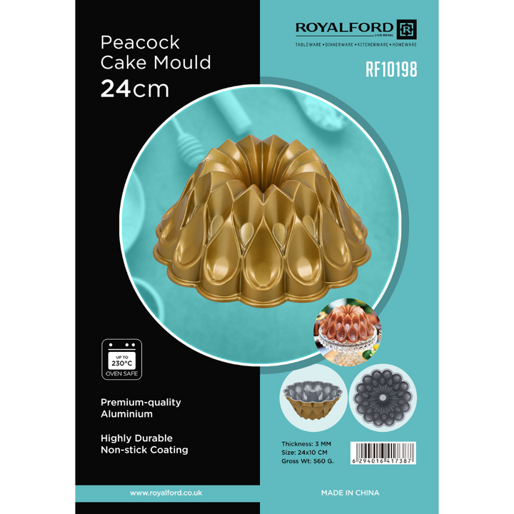 Peacock Cake Mould - Aluminium - Non-Stick Coating 24Cm