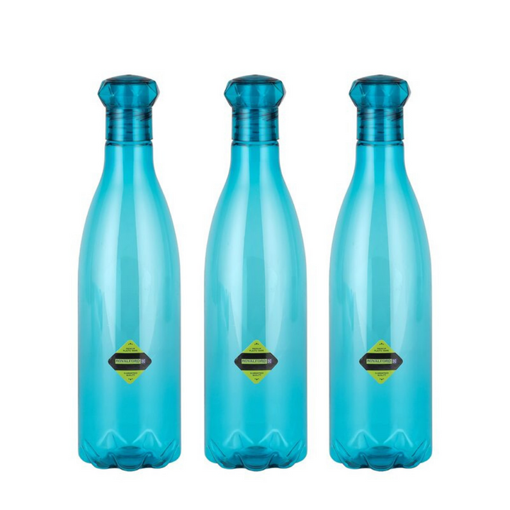 Plastic Fridge Bottle Set - Blue - High-Quality, BPA-Free, Leak-Proof 1 Ltr 3-Piece