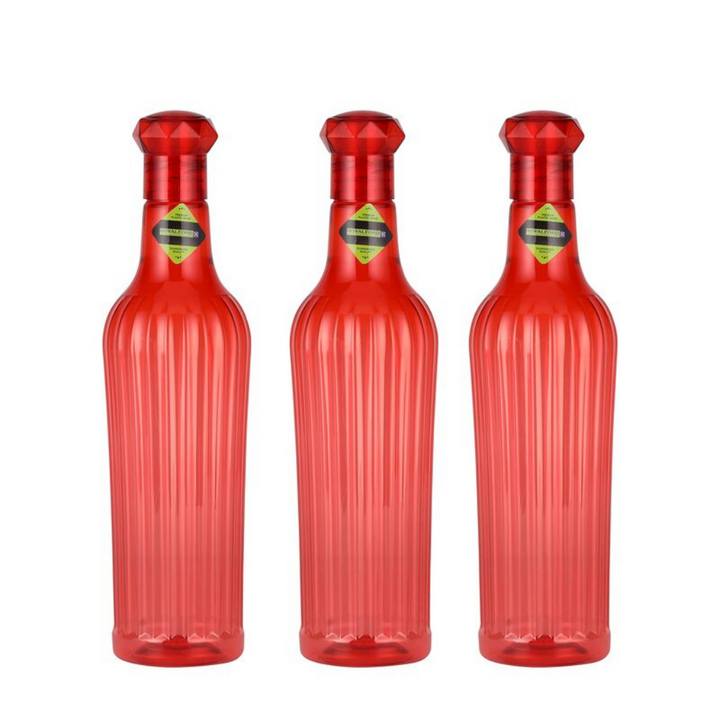 Plastic Fridge Bottle Set - Red - High-Quality, BPA-Free, Leak-Proof 1 Ltr 3-Piece