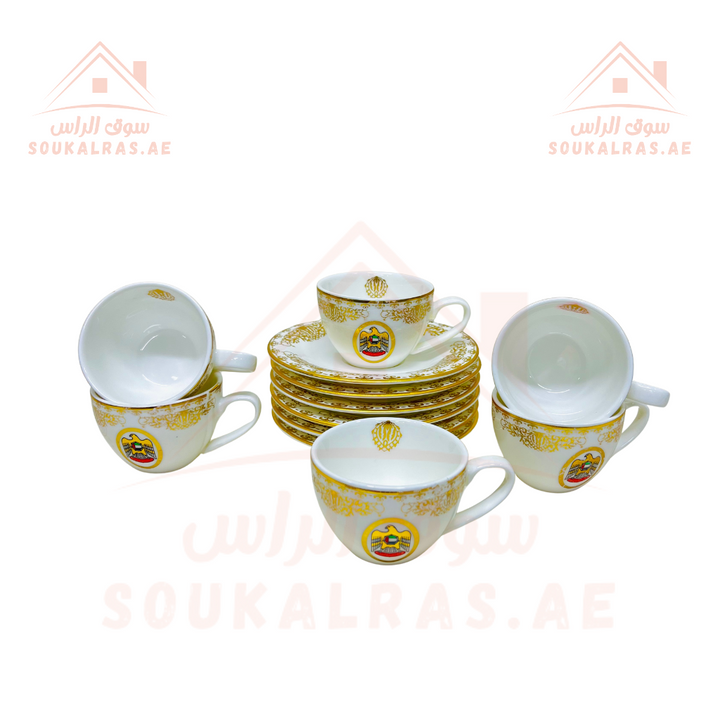 Premium 12-Piece Arabic coffee cups set with UAE Flag - Premium Quality with Gift box