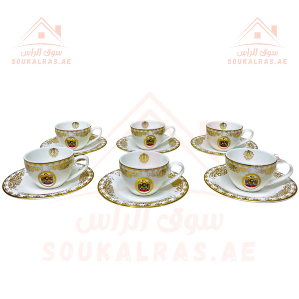 Premium 12-Piece Karak Tea cups set with UAE Flag - Premium Quality with Gift box