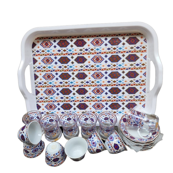 Deluxe Arabic-Patterned Camping Set For Arabic Coffee & Tea - Set 19pcs