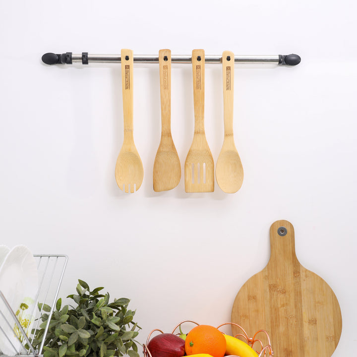 Premium Carbonized Bamboo Kitchen Tools Set - Brown 4Piece