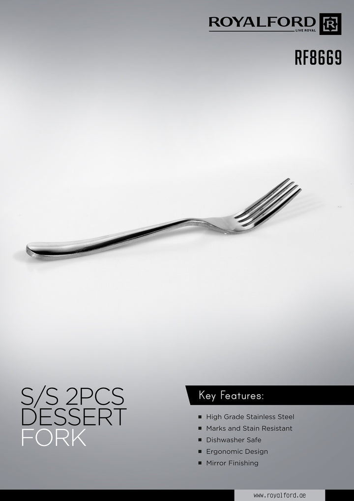 Premium Stainless Steel Dessert Fork Set - Silver 2Pieces