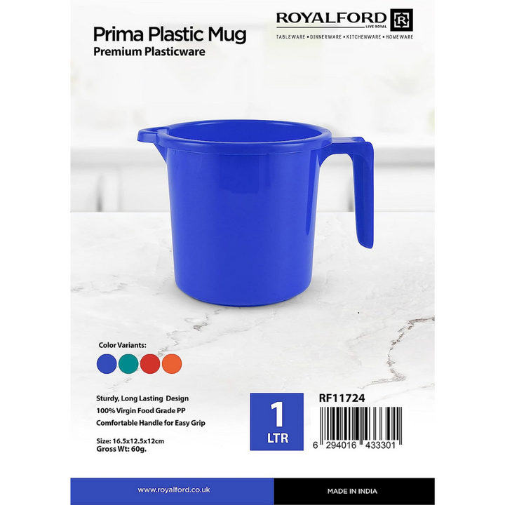 Prima Plastic Mug - Strong and Durable - Unbreakable and Easy to Clean 1L