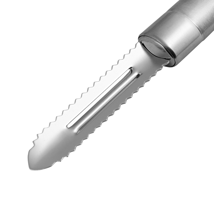 Professional Stainless-Steel Peeler with Serrated Edges and Ergonomic Handle