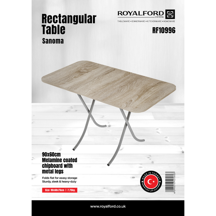 Rectangular Table - Sanoma Design - Portable Dining Table - Metal Legs 90cm