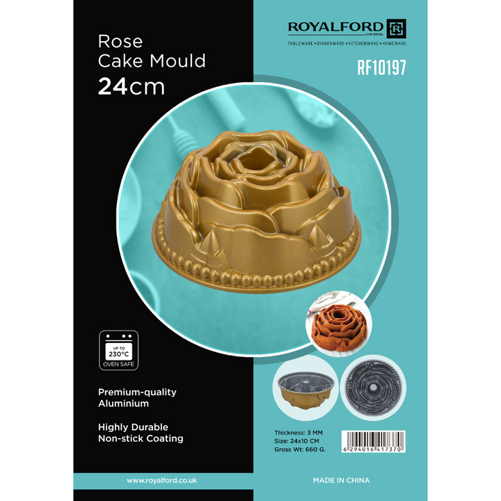 Rose Cake Mould - Aluminium - Non-Stick Coating 24Cm