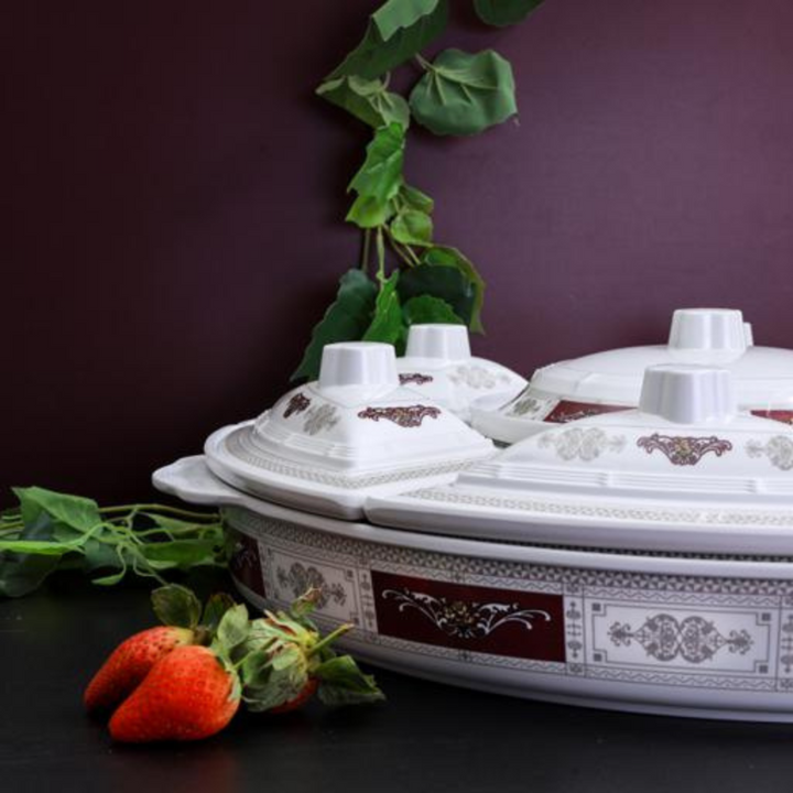 Rotating Serving Tray - Appetizer and Condiment Server - Divided Serving Dishes with Lids