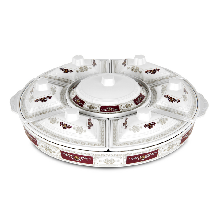 Rotating Serving Tray - Appetizer and Condiment Server - Divided Serving Dishes with Lids