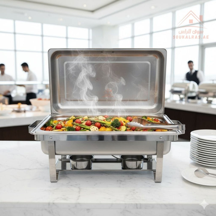 Venice 11L Stainless Steel Chafing Dish | Single Pan Buffet Warmer | Professional Catering - Souk Al Ras