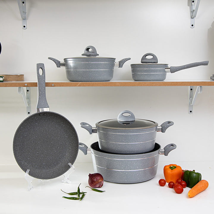 Smart Forged Aluminium Cookware Set in Grey 9Piece