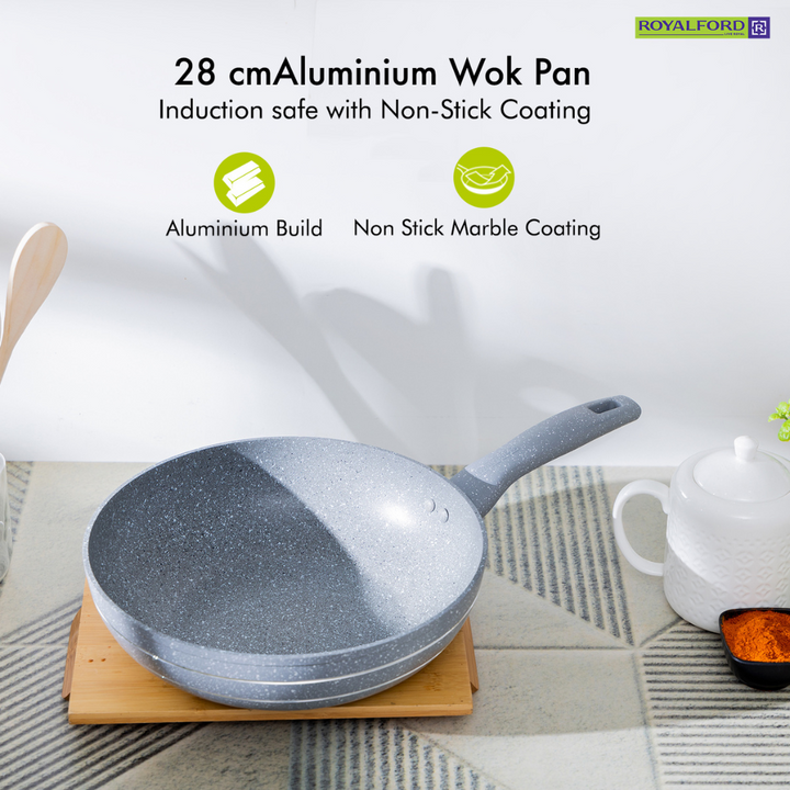 Smart Wok Pan with Durable Marble Coating 26Cm