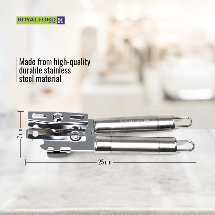 Stainless Steel Can Opener with Tube Handle Steel 3In1 Versatile