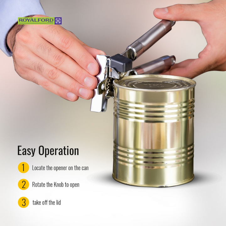 Stainless Steel Can Opener with Tube Handle Steel 3In1 Versatile