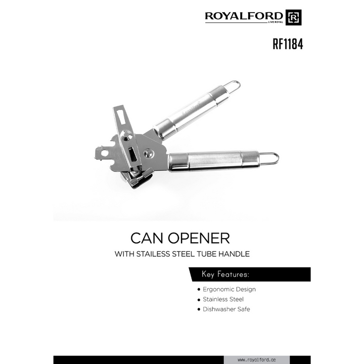 Stainless Steel Can Opener with Tube Handle Steel 3In1 Versatile