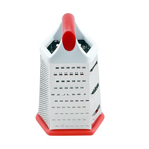 Stainless Steel Grater - 6 Slided Hand Held Grater -Slicer - Chopper - Red & White